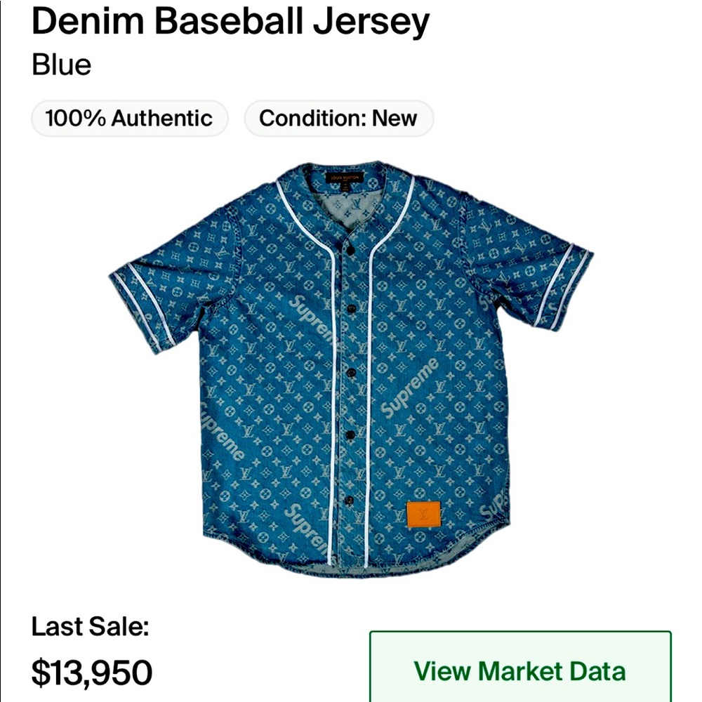 This is a Louis Vuitton x Supreme collaboration shirt. Sold for $13950 on StockX